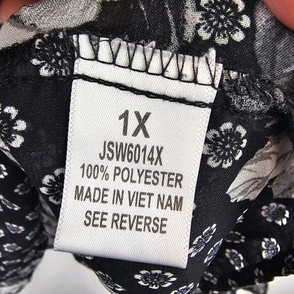 Sheer Floral Layered Look Business Casual Modern Chic Flowy Elegant Top Women XL - Picture 5 of 13